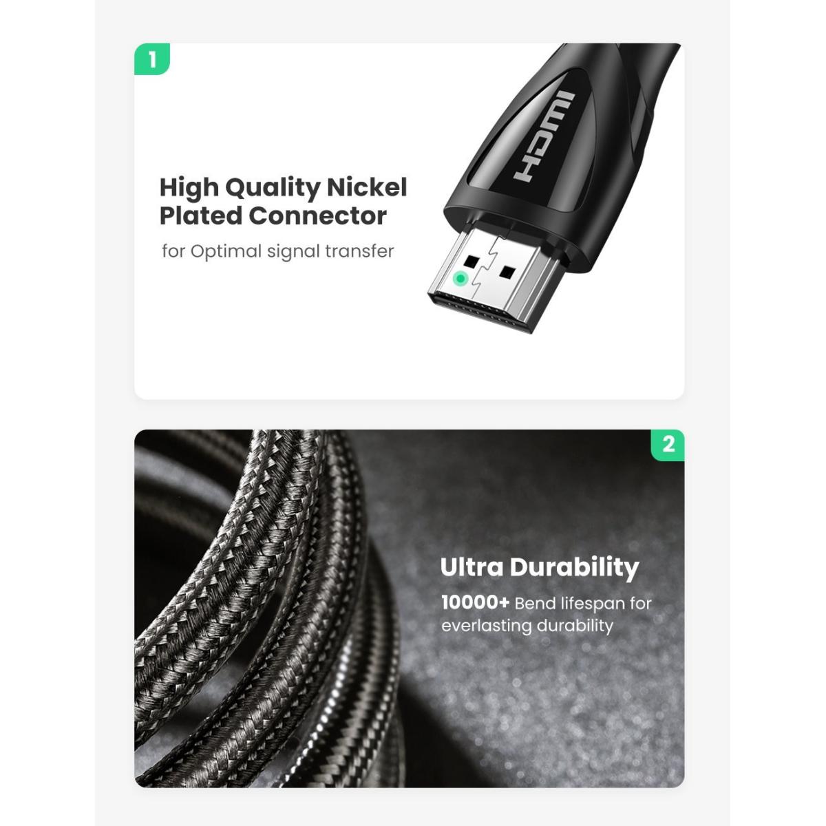 UGREEN HD140 HDMI 2.1, 8K 60Hz, 3m Cable (Black) UGREEN HD140 HDMI 2.1, 8K 60Hz, 3m Cable (Black)